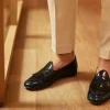 Shop Superglamourous Tangerine 10 Cordovan Belgian Loafers Navy