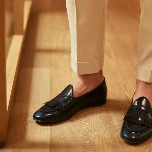 Shop Superglamourous Tangerine 10 Cordovan Belgian Loafers Navy