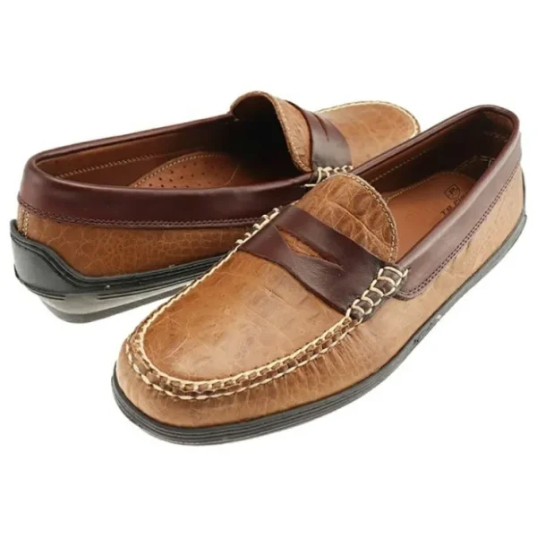 tb_phelps_key_west_combo__2.webp Hot T.B. Phelps TB Phelps Key West Combo Penny Loafer Khaki Croco / Briar Waxy