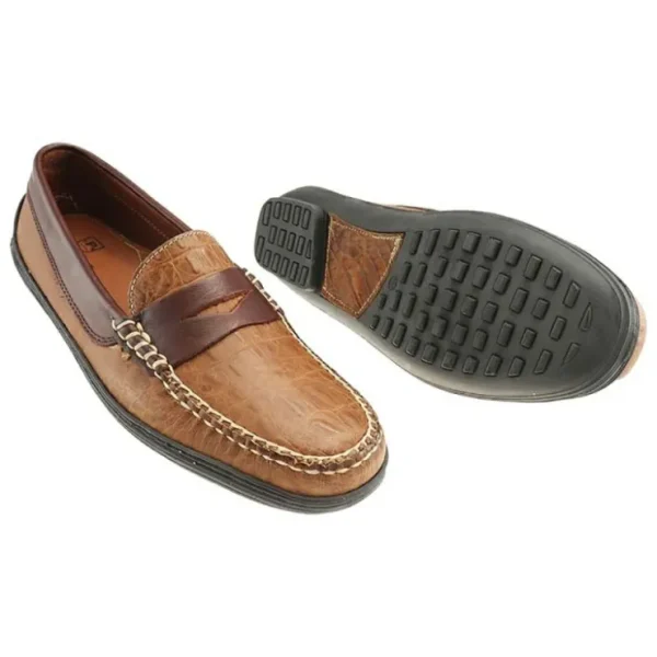 tb_phelps_key_west_combo__3.webp Hot T.B. Phelps TB Phelps Key West Combo Penny Loafer Khaki Croco / Briar Waxy