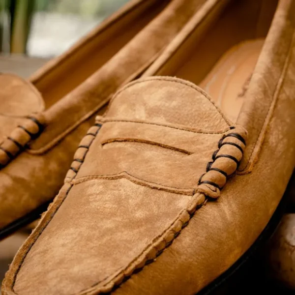 New T.B. Phelps TB Phelps Preston Safari Leather Penny Loafers Tan