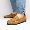 New T.B. Phelps TB Phelps Preston Safari Leather Penny Loafers Tan