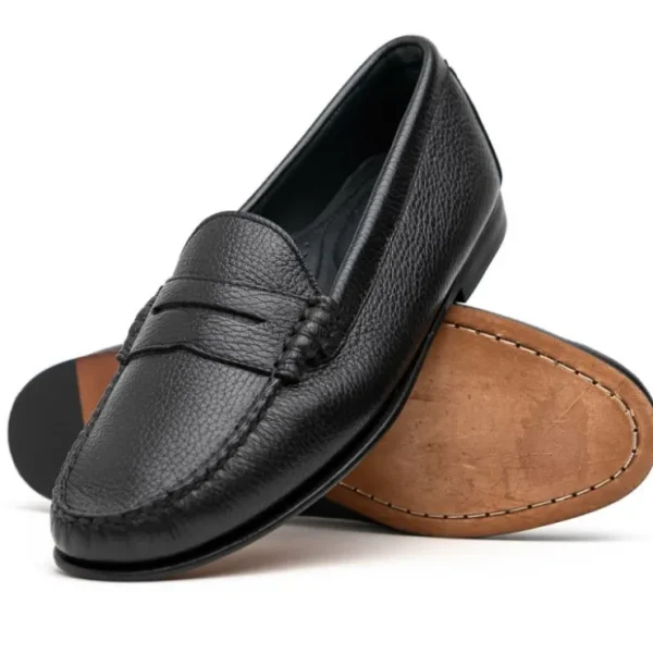 tb_phelps_ventura_deerski_1.webp Hot T.B. Phelps TB Phelps Ventura Deerskin Penny Loafer Black Stag BlackStag