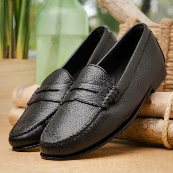 tb_phelps_ventura_deerski_5.webp Hot T.B. Phelps TB Phelps Ventura Deerskin Penny Loafer Black Stag BlackStag