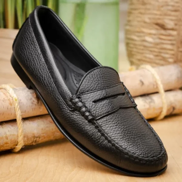 tb_phelps_ventura_deerski_7.webp Hot T.B. Phelps TB Phelps Ventura Deerskin Penny Loafer Black Stag BlackStag