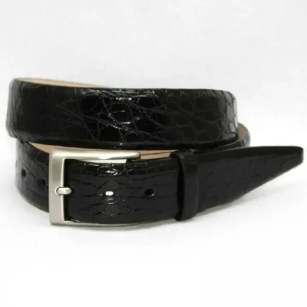 torino_leather_big_amp_ta_0-27.webp Sale Torino Leather Big & Tall Glazed South American Caiman Crocodile Belt - black