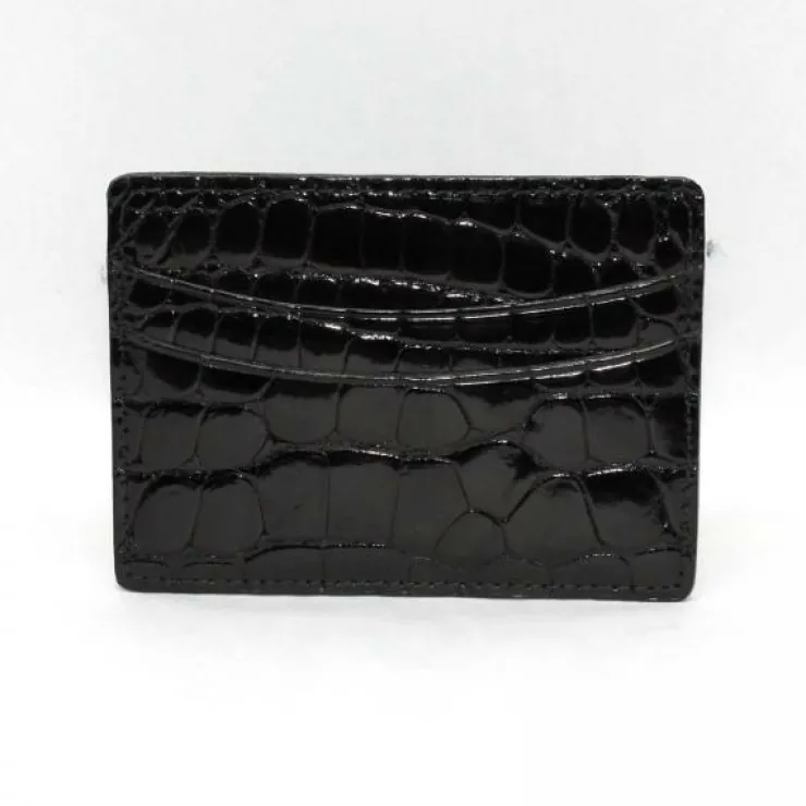 Store Torino Leather Genuine Alligator Card Case - black