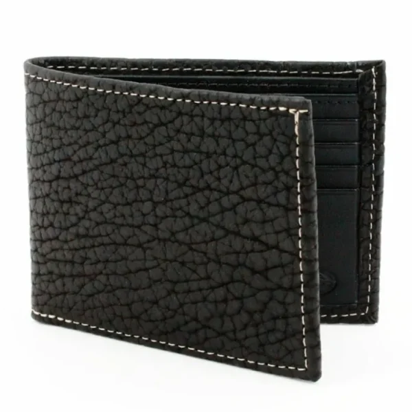 Fashion Torino Leather Genuine Bison Leather Billfold Wallet Black