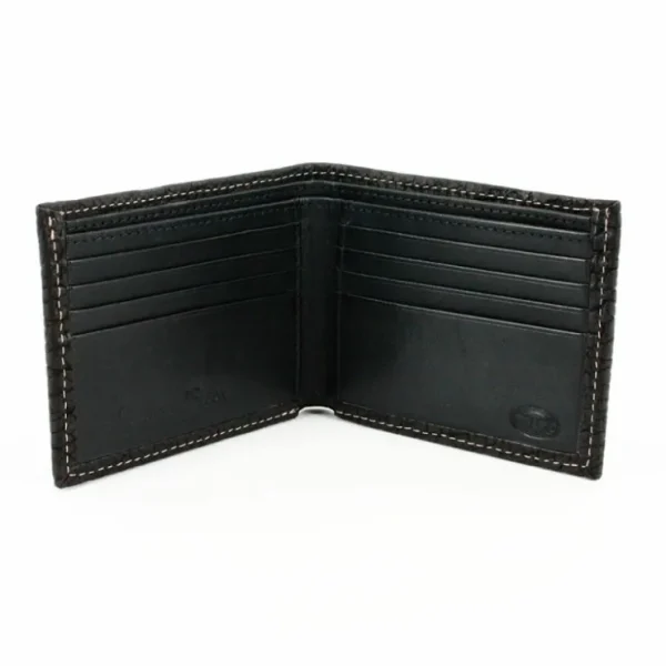 Fashion Torino Leather Genuine Bison Leather Billfold Wallet Black