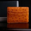 Cheap Torino Leather Genuine Ostrich Card Case - saddle