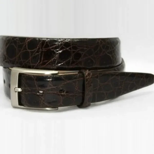 torino_leather_glazed_sou_0-1.webp Discount Torino Leather Glazed South American Caiman Croc Belt - brown