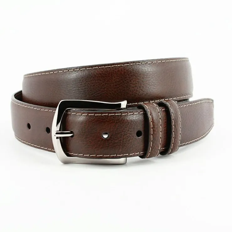 Cheap Torino Leather Italian Glazed Milled Calfskin Belt Brown