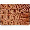Sale Torino Leather Italian Hornback Croc Calfskin Leather Id Card Case Cognac