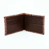 Shop Torino Leather Italian Hornback Croc Calfskin Leather Billfold Wallet Cognac