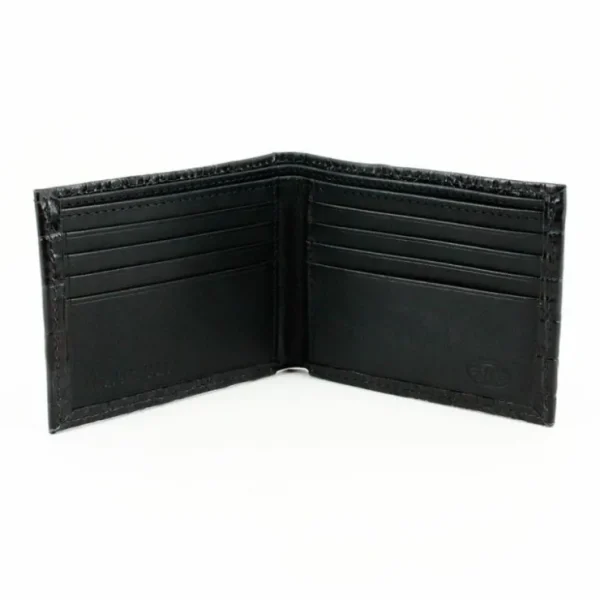 Clearance Torino Leather Italian Hornback Croc Calfskin Leather Billfold Wallet Black