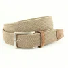 Best Torino Leather Italian Tubular Woven Rayon Elastic Belt Khaki