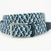 Cheap Torino Leather Italian Woven Cotton Belt Navy / Blue / Cream