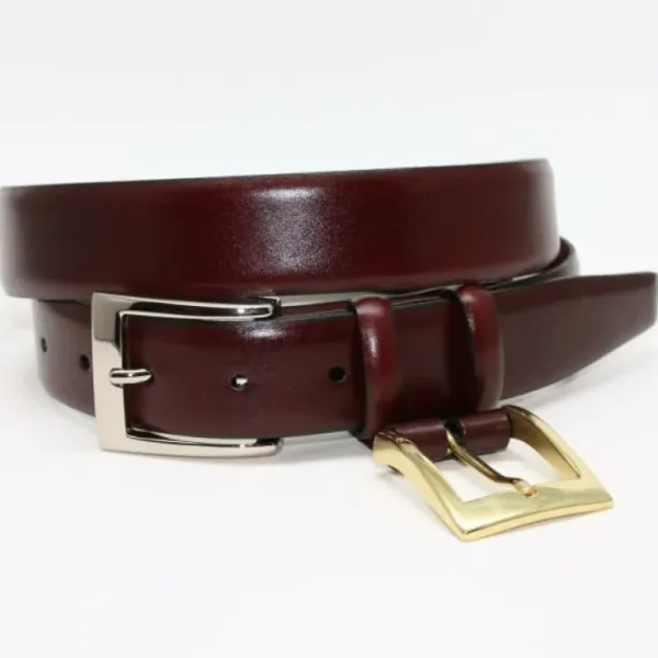 Best Sale Torino Leather Krinkle Calf Aniline Leather Belt - cordovan