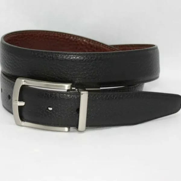 torino_leather_pebbleburn_0.webp Shop Torino Leather Pebble/Burnished Veal Reversible Belt - /Brown black