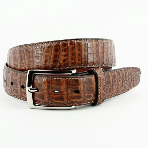 torino_leather_south_amer_0.webp Flash Sale Torino Leather South American Caiman Belt Antique Pecan AntiquePecan