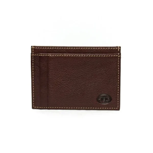 Discount Torino Leather Tumbled Glove Leather ID Card Case Brown