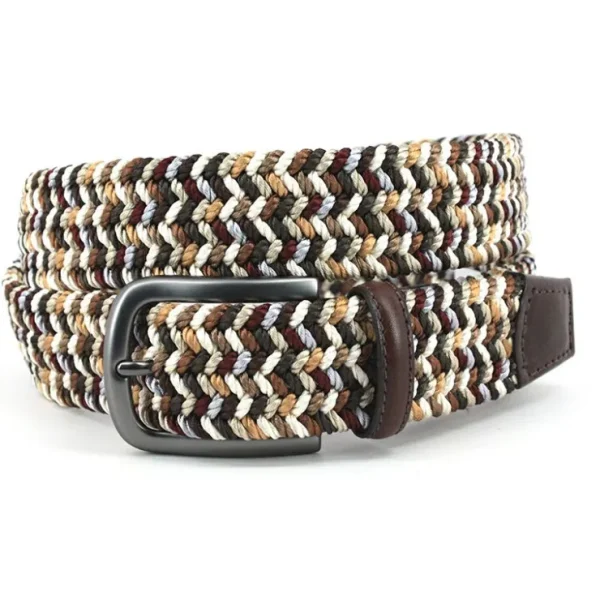 torino_leather_woven_ital_0-1.webp Best Torino Leather Woven Italian Rayon Elastic Belt Brown Camel BrownCamel