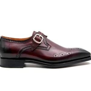Shop Ugo Vasare Eric Monkstrap Shoes Burgundy