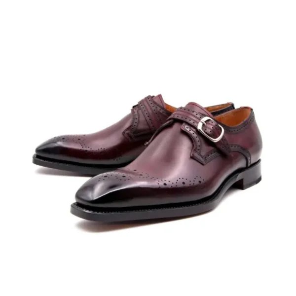 Shop Ugo Vasare Eric Monkstrap Shoes Burgundy