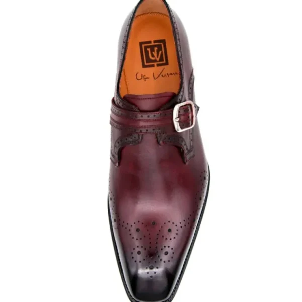 Shop Ugo Vasare Eric Monkstrap Shoes Burgundy