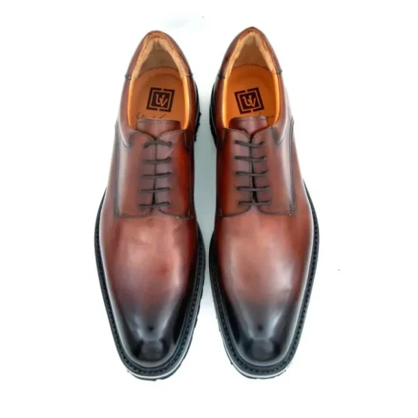 Best Ugo Vasare Mason Derby Plain Toe Shoes Tobacco