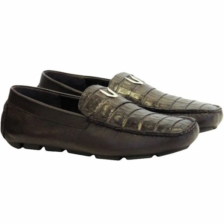 Online Vestigium Caiman Belly Driving Loafers Brown