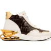 Shop Vinci Leather Shoes Vinci Leather Bellagio Leather High-Top Sneaker Boot White / Gold
