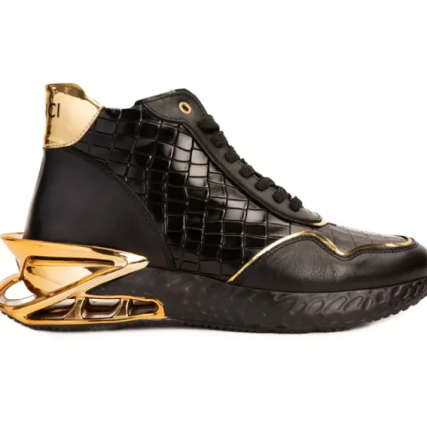 vinci_leather_bellagio_le_0.webp Outlet Vinci Leather Shoes Vinci Leather Bellagio Leather High-Top Sneaker Boot Black / Gold