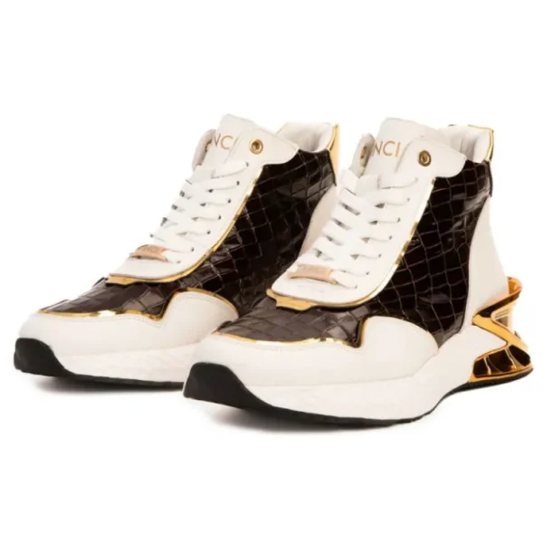 vinci_leather_bellagio_le_1-1.webp Shop Vinci Leather Shoes Vinci Leather Bellagio Leather High-Top Sneaker Boot White / Gold