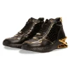Outlet Vinci Leather Shoes Vinci Leather Bellagio Leather High-Top Sneaker Boot Black / Gold