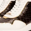 Shop Vinci Leather Shoes Vinci Leather Bellagio Leather High-Top Sneaker Boot White / Gold