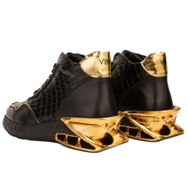 vinci_leather_bellagio_le_2.webp Outlet Vinci Leather Shoes Vinci Leather Bellagio Leather High-Top Sneaker Boot Black / Gold