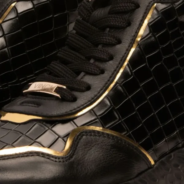 vinci_leather_bellagio_le_3.webp Outlet Vinci Leather Shoes Vinci Leather Bellagio Leather High-Top Sneaker Boot Black / Gold