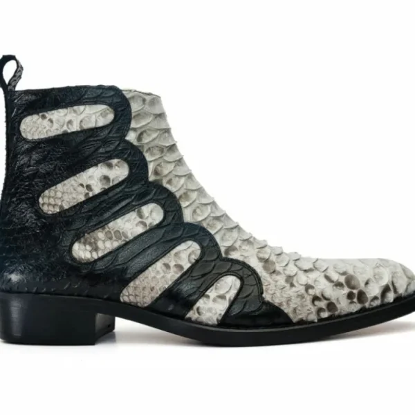 vinci_leather_boss_pythn__0.webp Sale Vinci Leather Shoes Vinci Leather Boss Pythn Snk Boot Black / Wihite Limited Edition (D.5307)