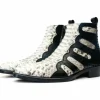 Sale Vinci Leather Shoes Vinci Leather Boss Pythn Snk Boot Black / Wihite Limited Edition (D.5307)