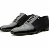 Store Vinci Leather Shoes Vinci Leather Colombo Cap Toe Oxford Shoe (8005) Black