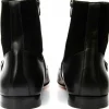 Clearance Vinci Leather Shoes Vinci Leather Preston Leather / Suede Double Monk Strap Ankle Boot (C-9058) Black