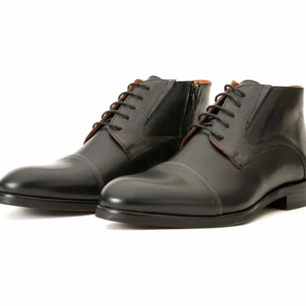 vinci_leather_the_albury__1.webp Discount Vinci Leather Shoes Vinci Leather The Albury Cap-toe Derby Lace-up Boot With A Zipper (X-3666) Black