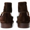 Cheap Vinci Leather Shoes Vinci Leather The Albus Leather / Suede Double Strap Monk Brogue Boot (X-559 (549-113)) Brown