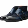 Sale Vinci Leather Shoes Vinci Leather The Albus Leather / Suede Double Strap Monk Brogue Boot (X-559 (549-12)) Navy