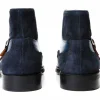 Sale Vinci Leather Shoes Vinci Leather The Albus Leather / Suede Double Strap Monk Brogue Boot (X-559 (549-12)) Navy
