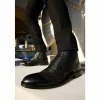 Discount Vinci Leather Shoes Vinci Leather The Anderson Leather / Suede Brogue Lace-up Boot With A Zipper (14559) Black