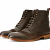 Online Vinci Leather Shoes Vinci Leather The Anderson Leather / Suede Brogue Lace-up Boot With A Zipper (14559) Brown
