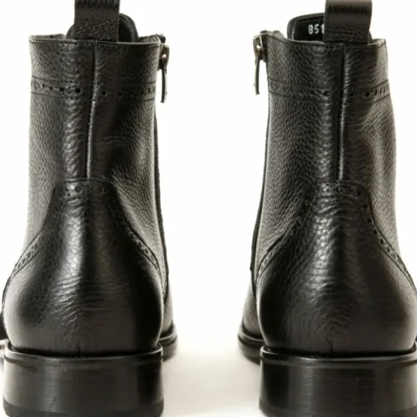 Discount Vinci Leather Shoes Vinci Leather The Anderson Leather / Suede Brogue Lace-up Boot With A Zipper (14559) Black