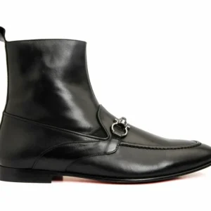 Best Vinci Leather Shoes Vinci Leather The Baron Bit Zip-up Dress Boot (9026 X) Black